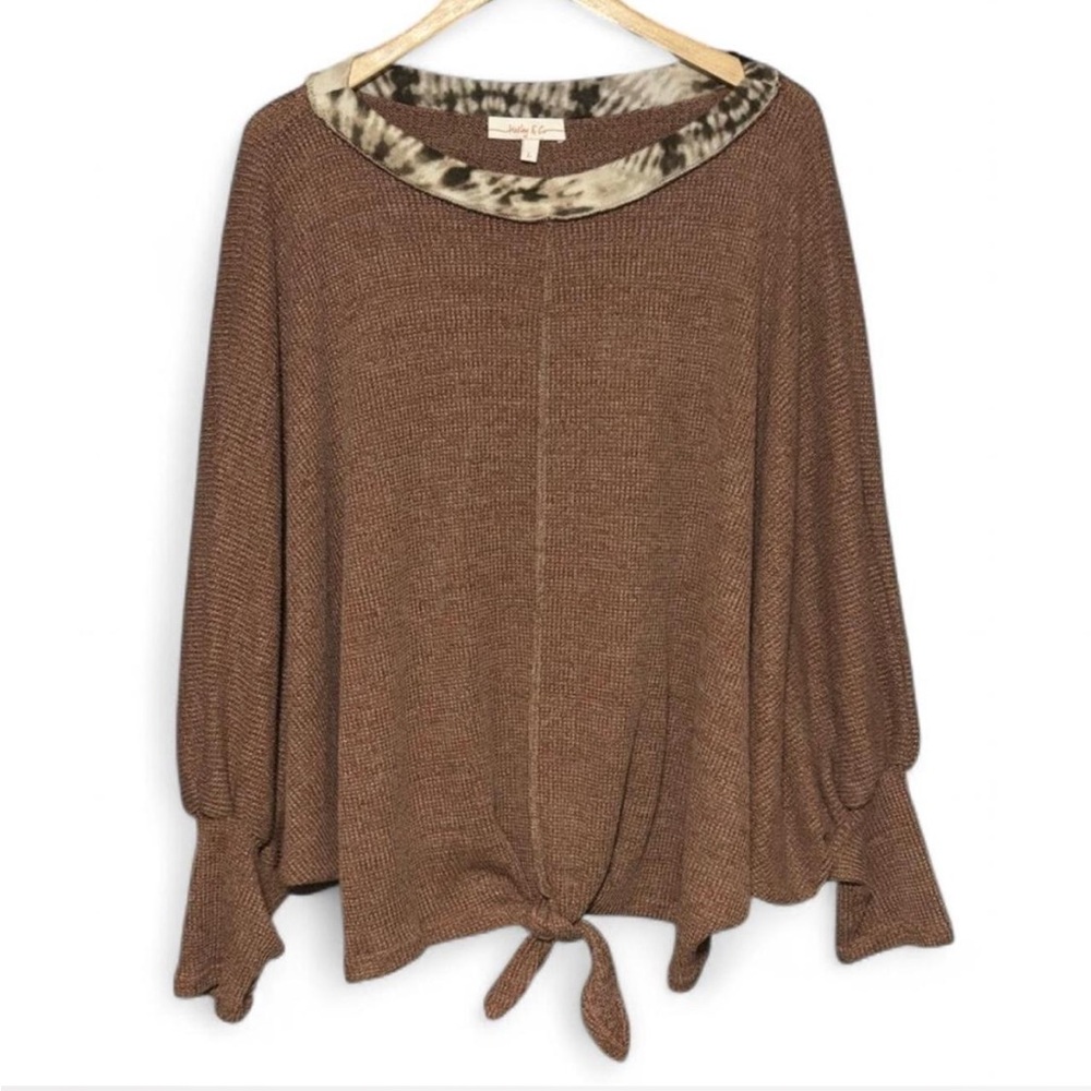 Haley & Co Brown Slouchy Tie Front Knit Sweater